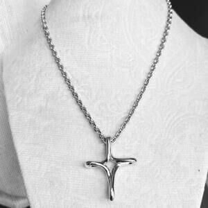 Cookie Lee Silver Tone Cross Pendant Necklace